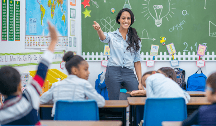 Teacher demonstrating her interpersonal intelligence