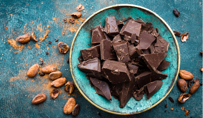 an image of dark chocolate in a bowl